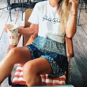 Green floral skirt